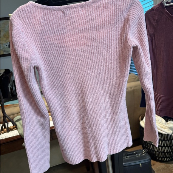 INC International Concepts Pink Ribbed V-Neck Sweater - Picture 3 of 3